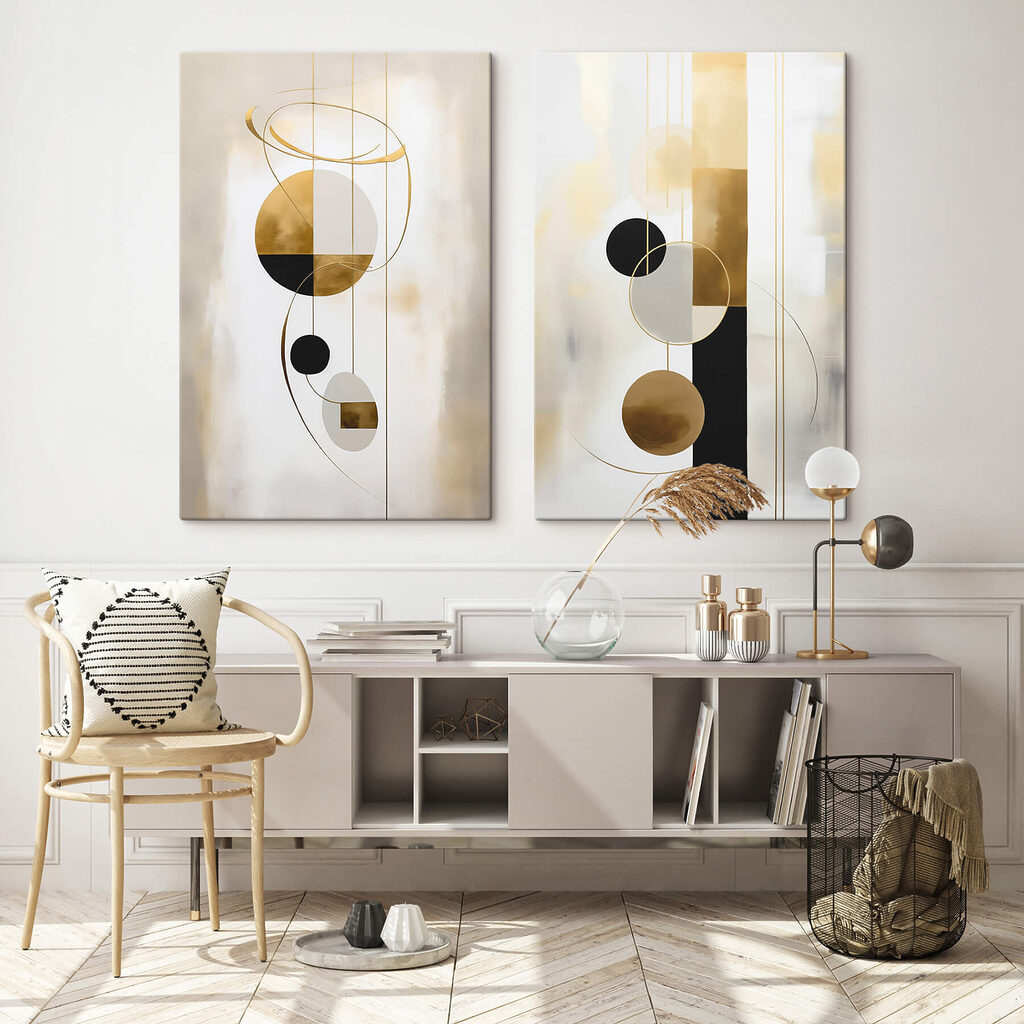 Cercles en suspens dans un intérieur