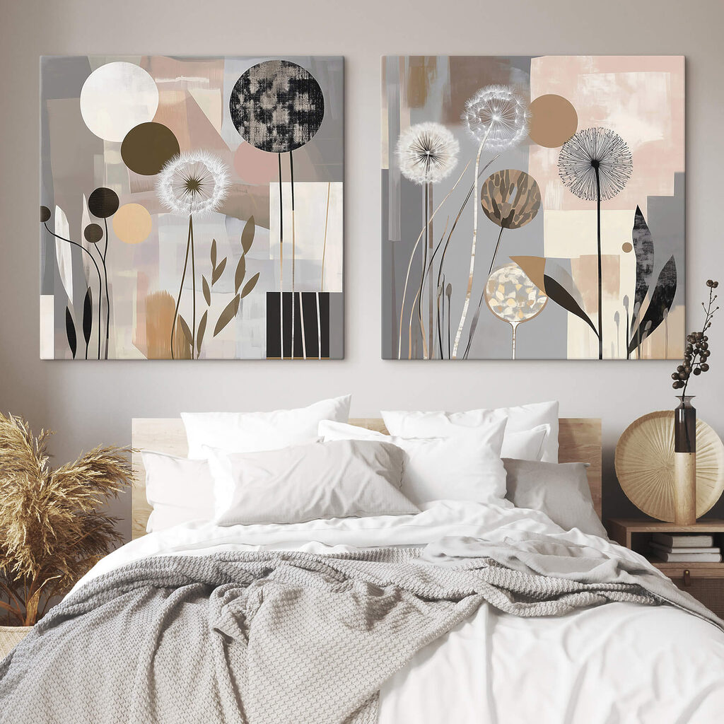 Pissenlits entre les cercles dans un intérieur