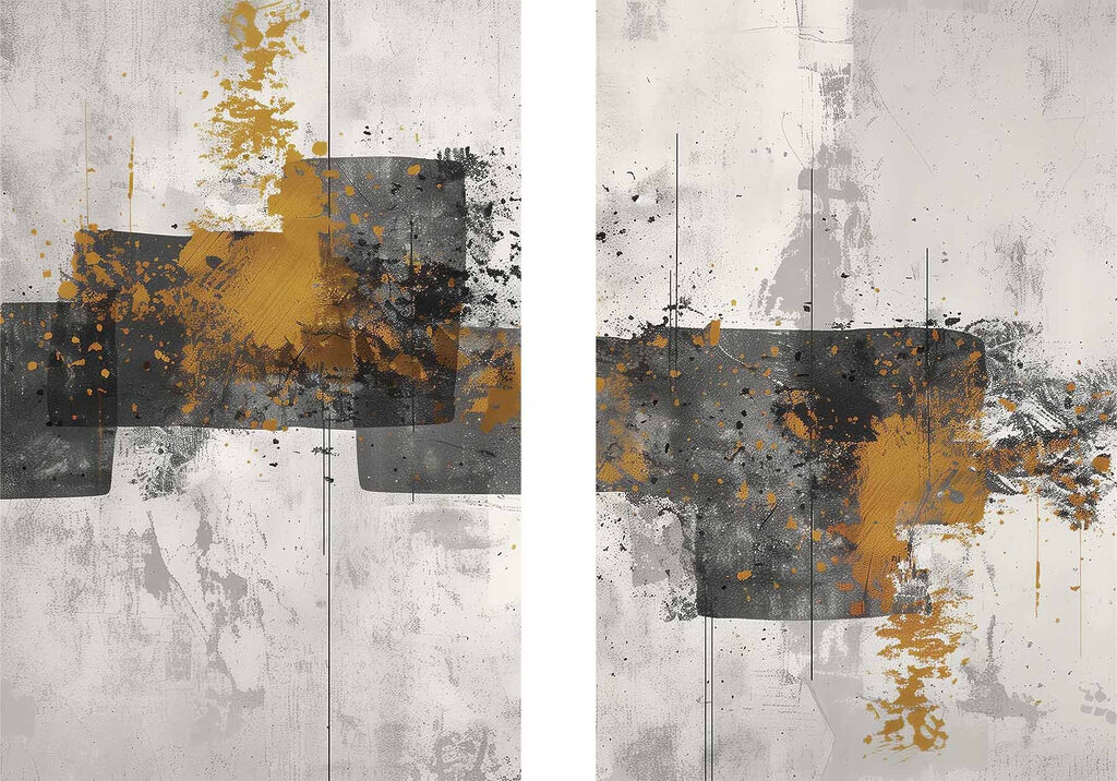 Éclats d’ocre sur gris — motif complet