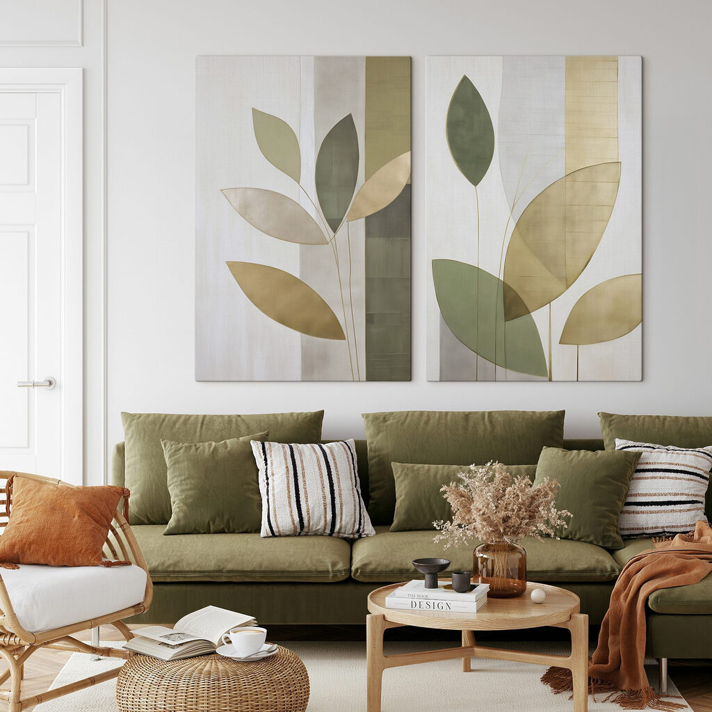 Rameaux vert tendre dans un intérieur