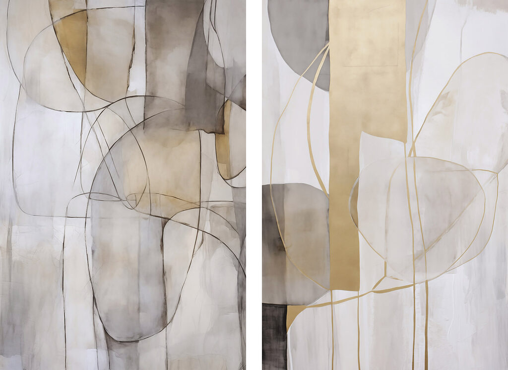 Courbes et touches d’or — motif complet