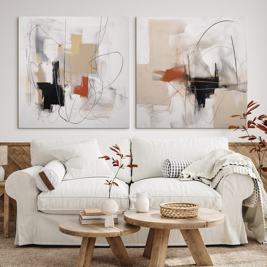 Lignes sur aplats colorés dans un intérieur