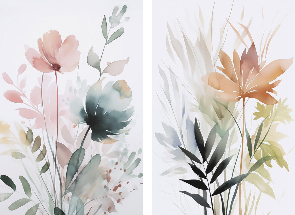 Fleurs et hautes herbes — motif complet
