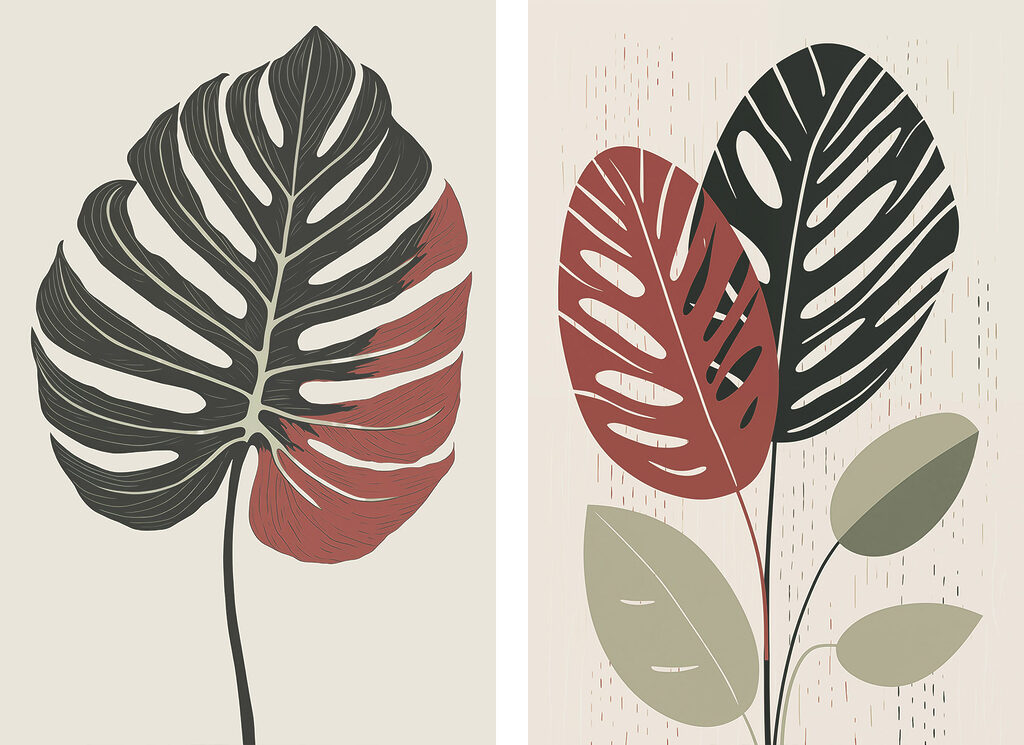 Monstera stylisé — motif complet