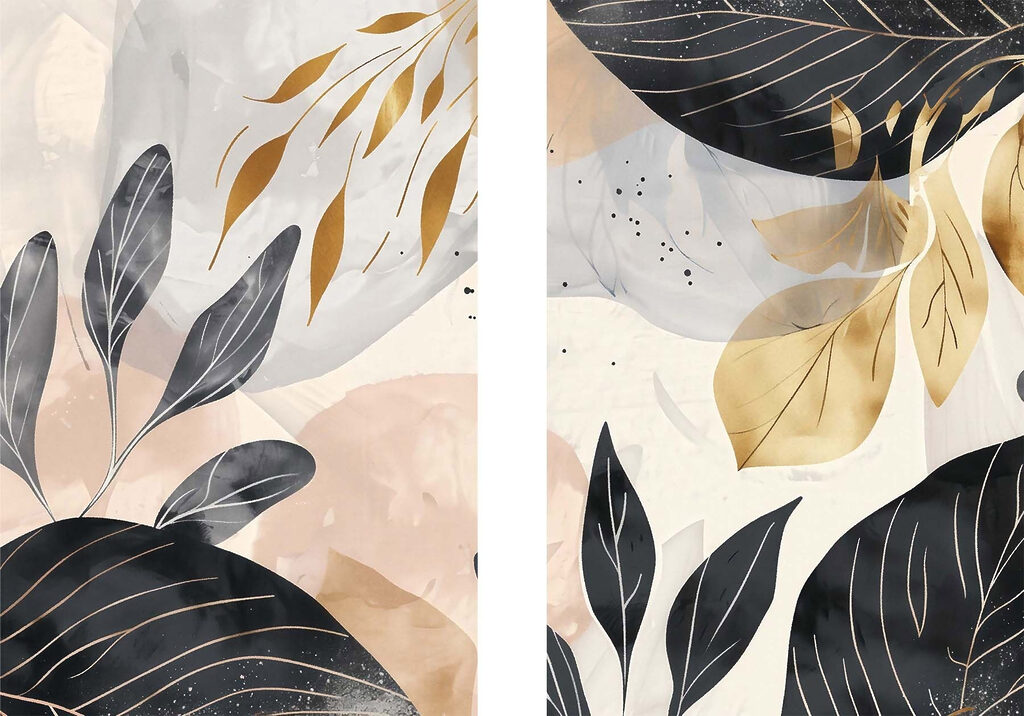 Feuilles noir et or — motif complet