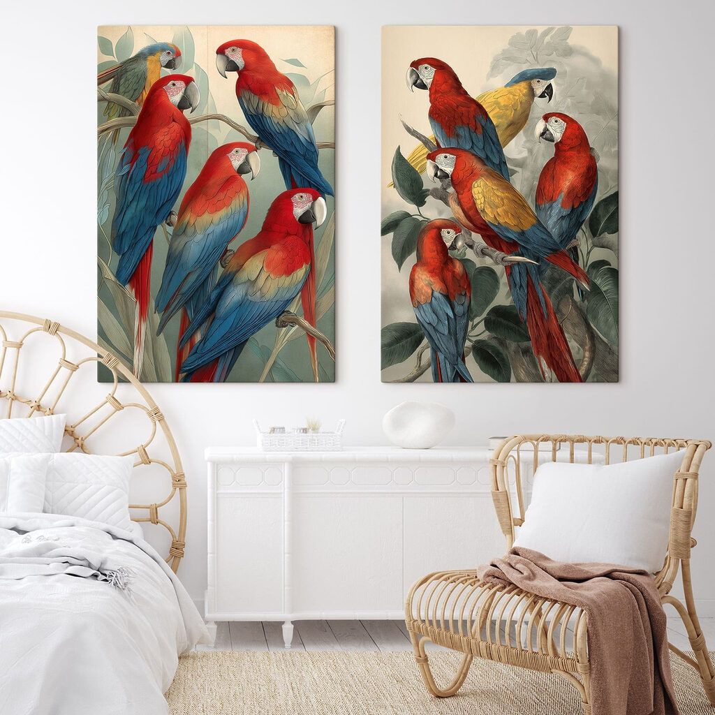Perroquets sur la branche — intérieur 1