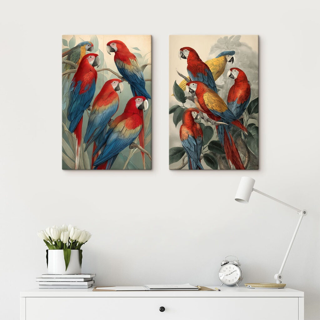 Perroquets sur la branche — intérieur 2