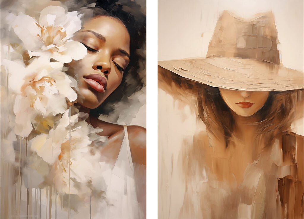 Portraits aux tons sable — motif complet