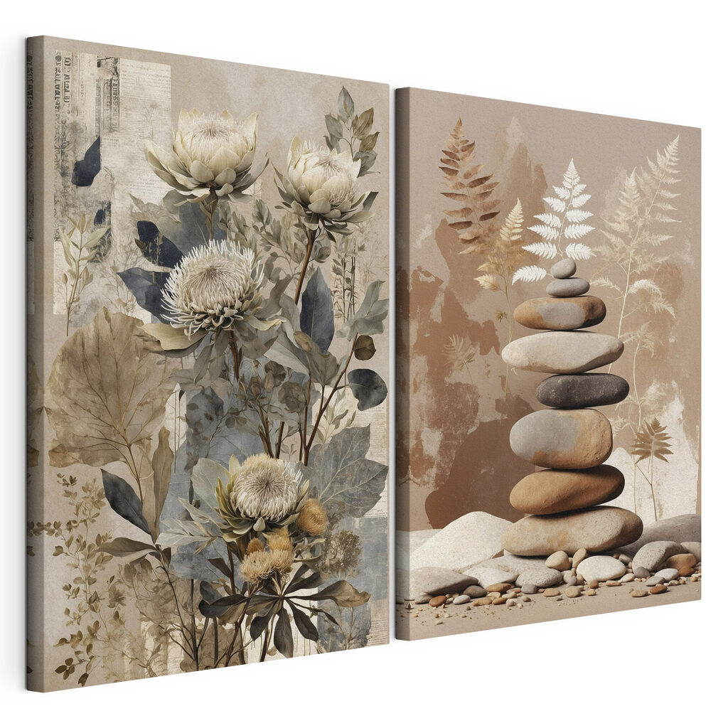 Fleurs et galets — vue du produit