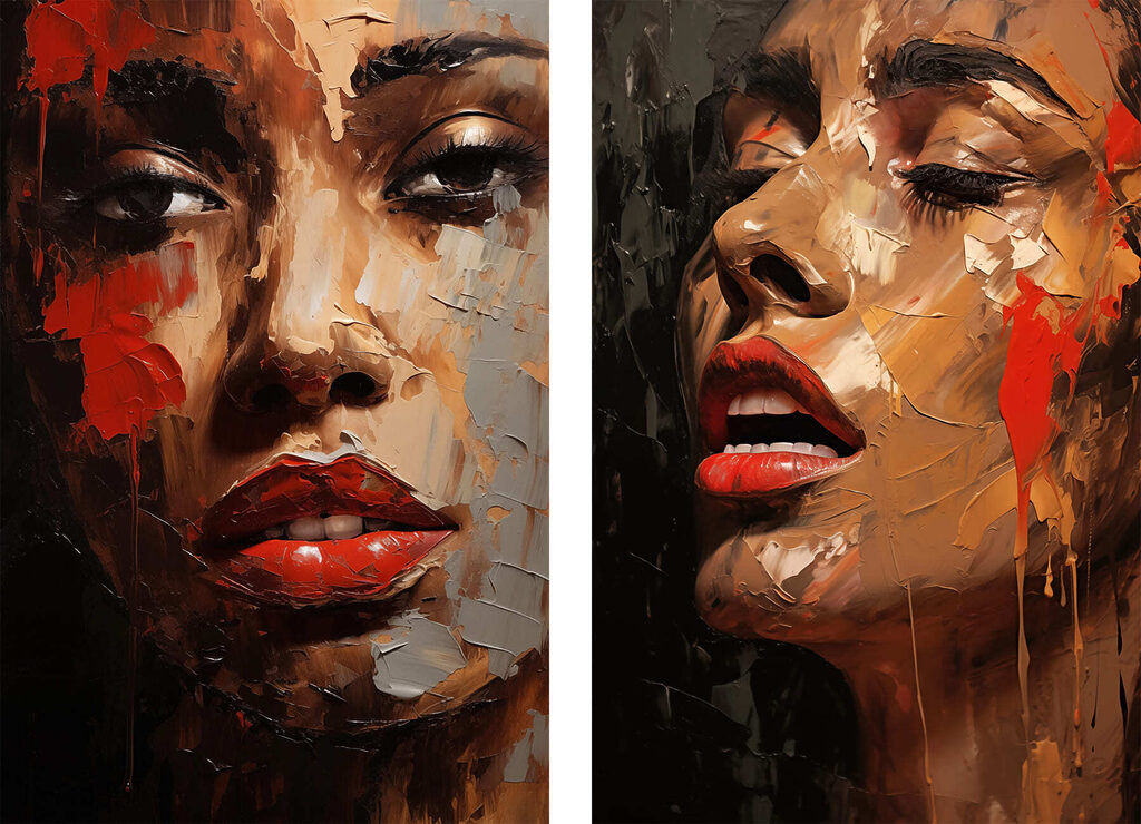 Visages intenses — motif complet