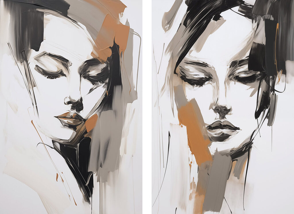 Visages aux touches d’ocre — motif complet