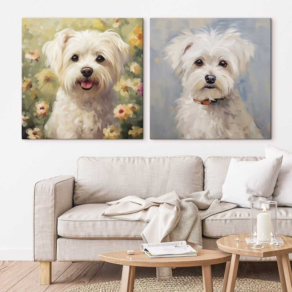 Portraits de chiots dans un intérieur