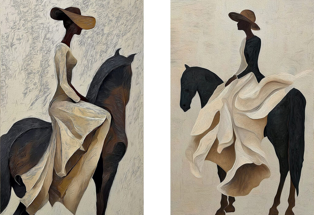 Cavalière au chapeau — motif complet
