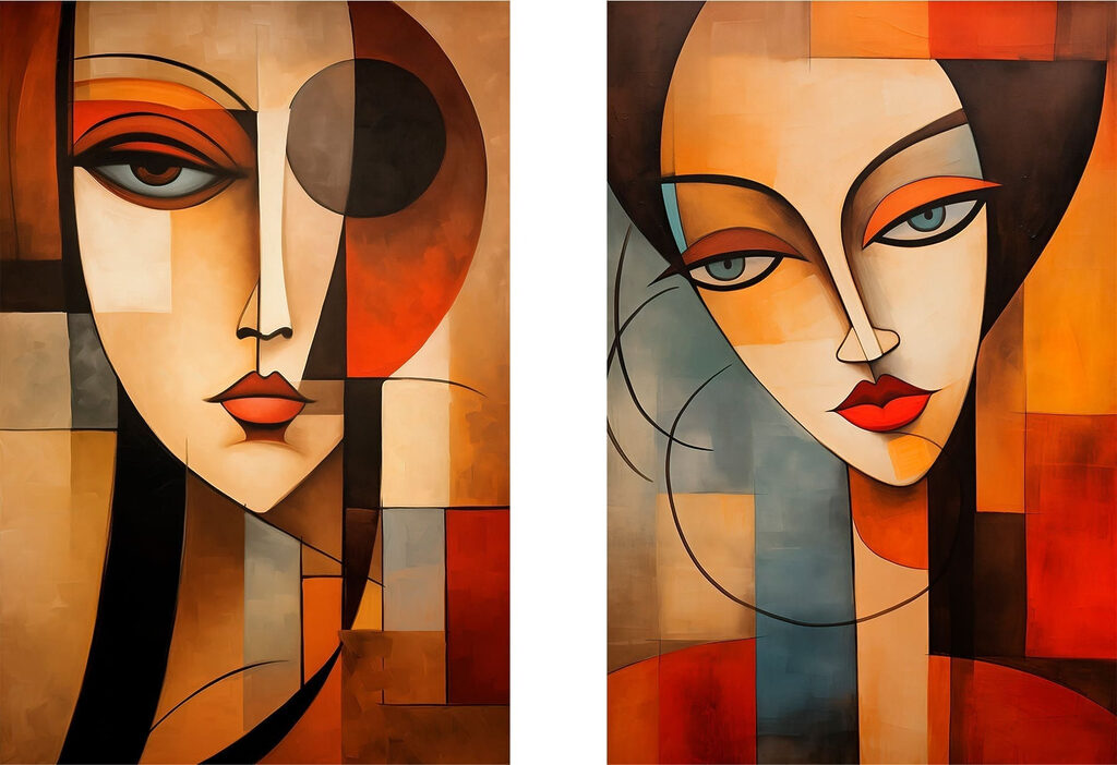 Regards en amande — motif complet