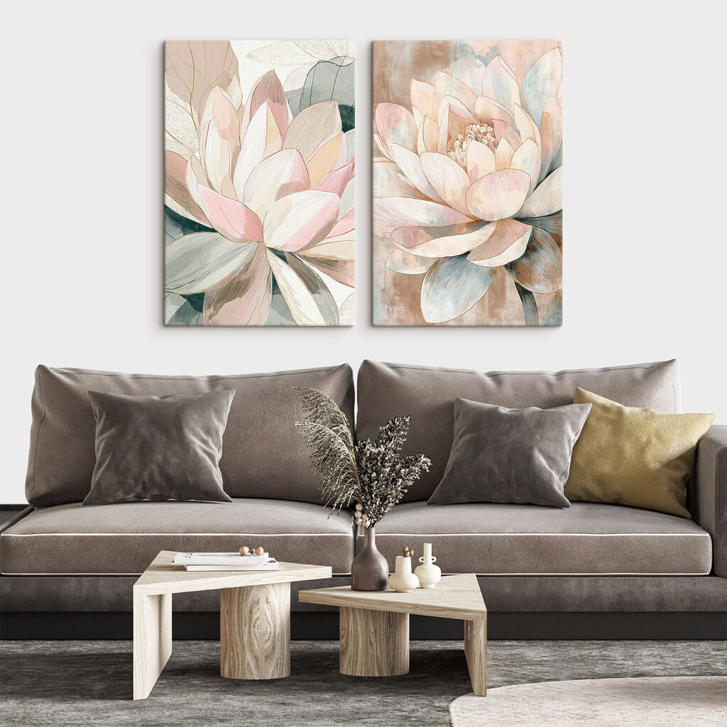 Fleurs pastel en transparence dans un intérieur