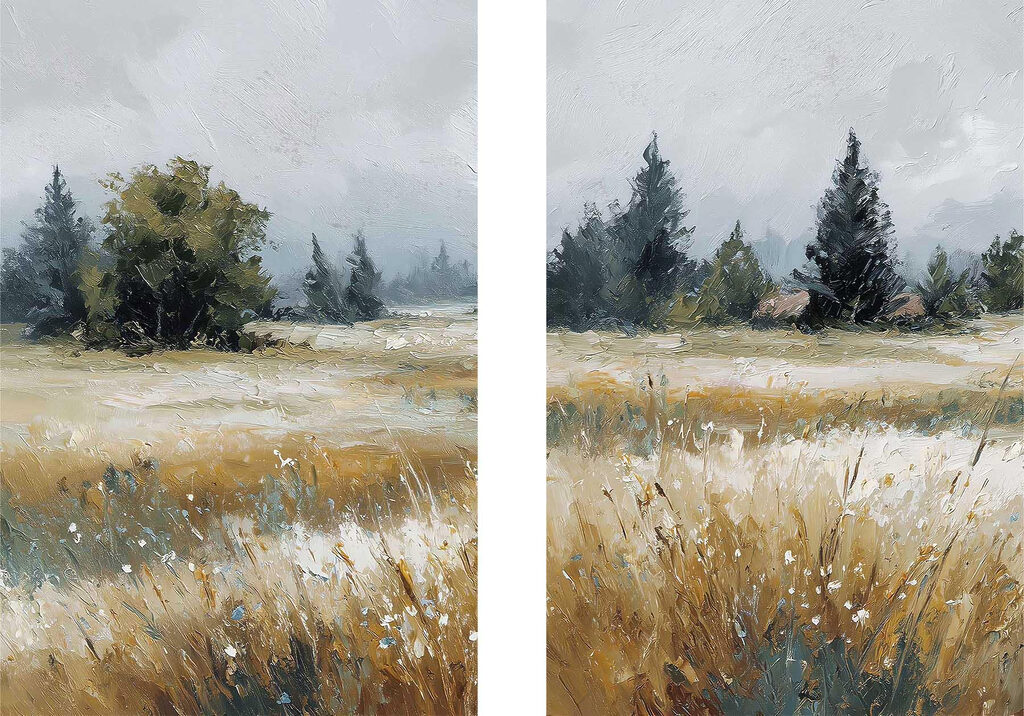 Champ bordé d’arbres — motif complet