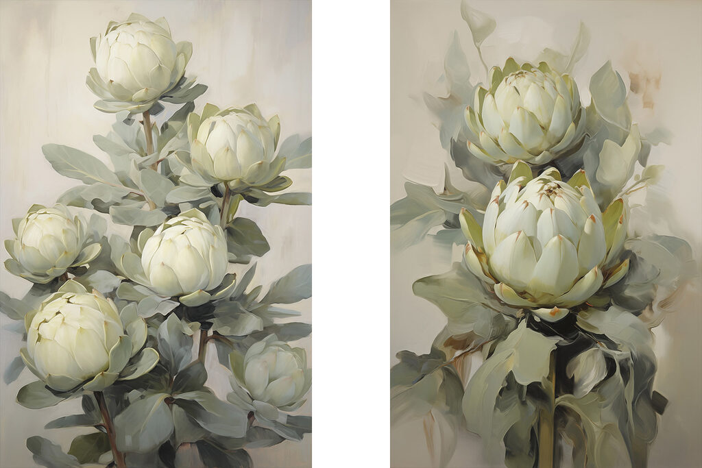 Fleurs en bouton — motif complet