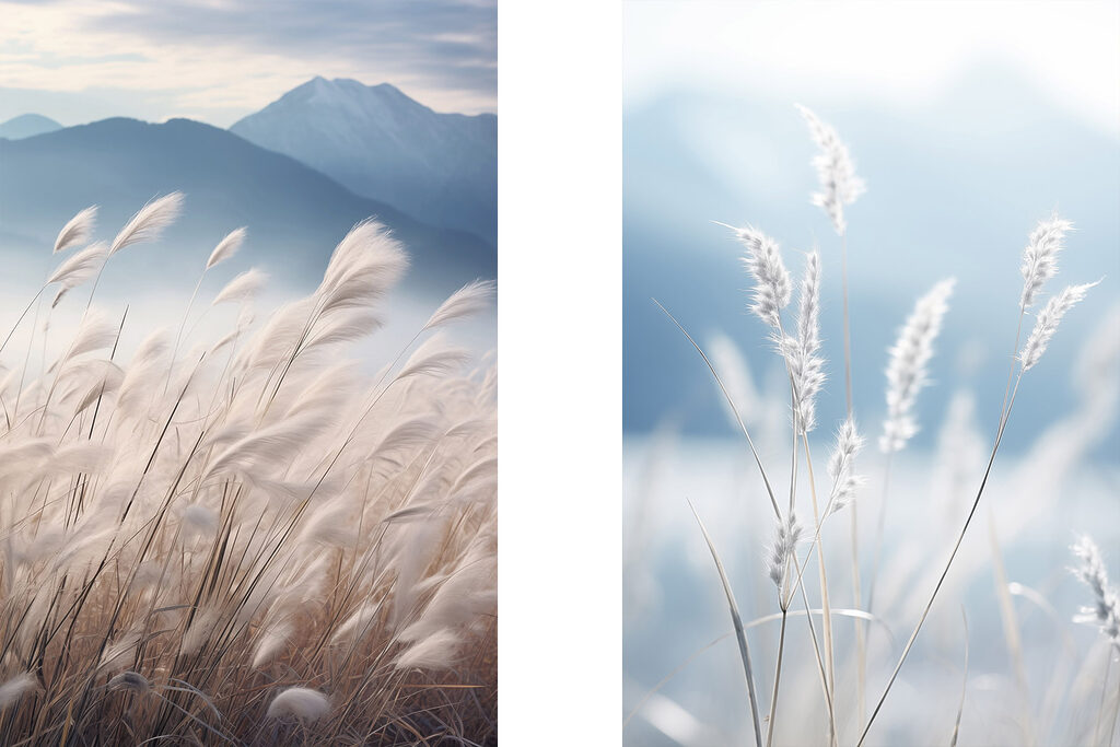 Herbes folles et montagnes — motif complet