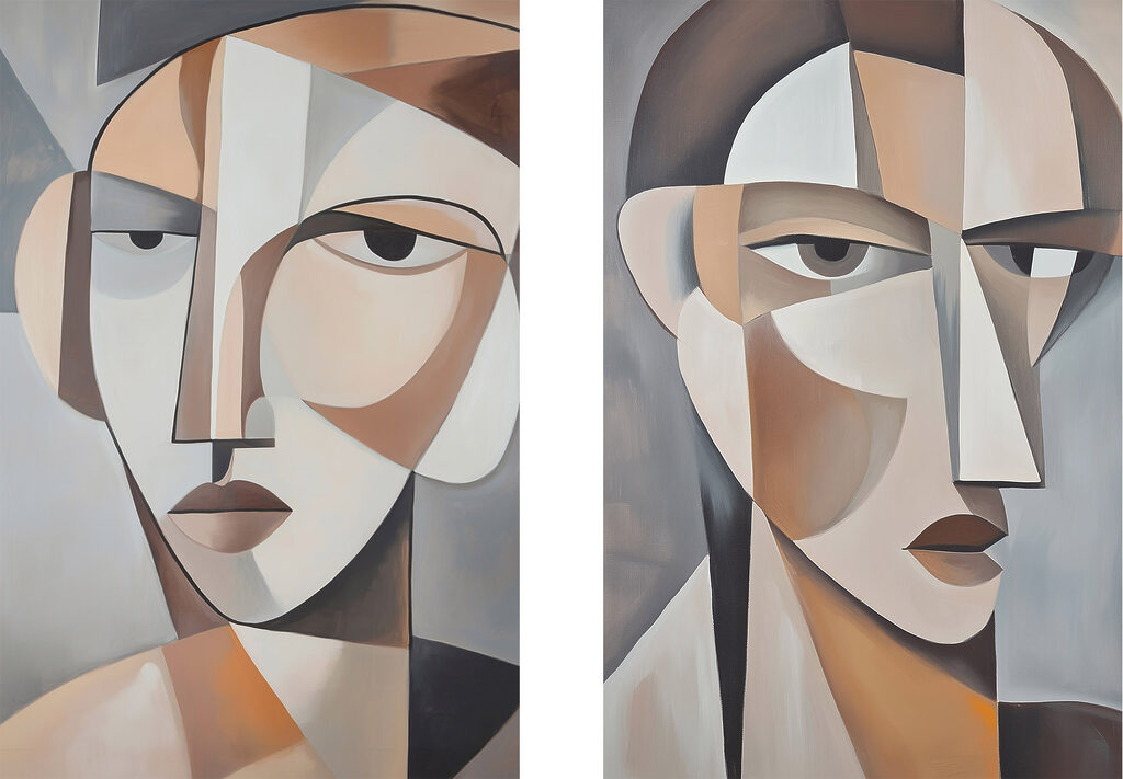Visages au regard direct — motif complet