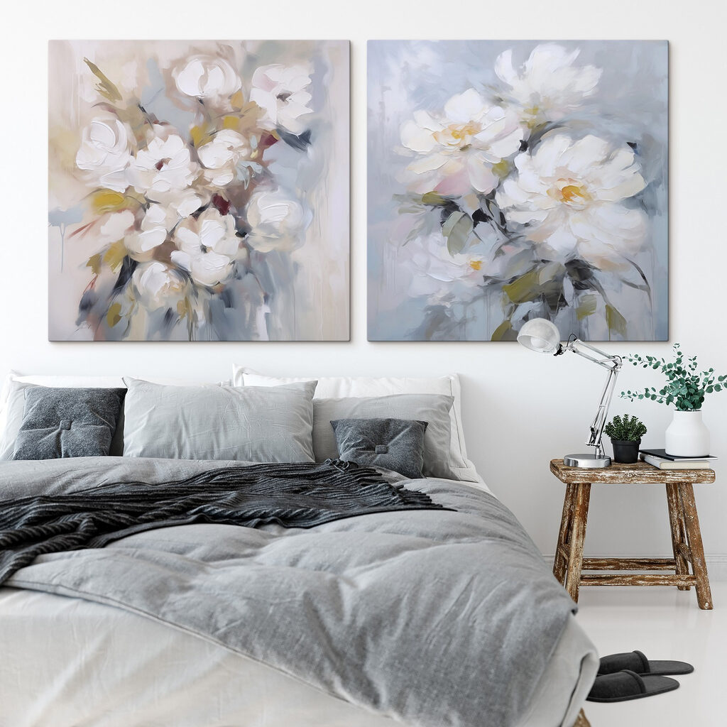 Bouquet blanc aérien dans un intérieur
