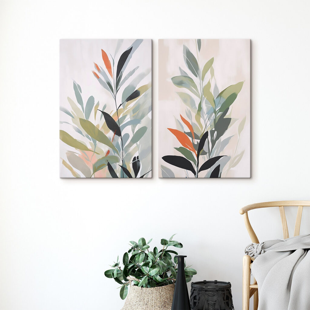Feuilles rehaussées de couleur dans un intérieur