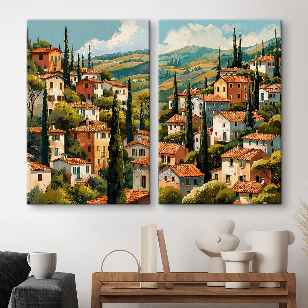 Village entre les collines dans un intérieur