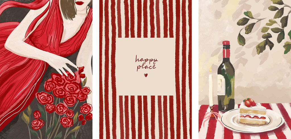Instants en rouge — motif complet