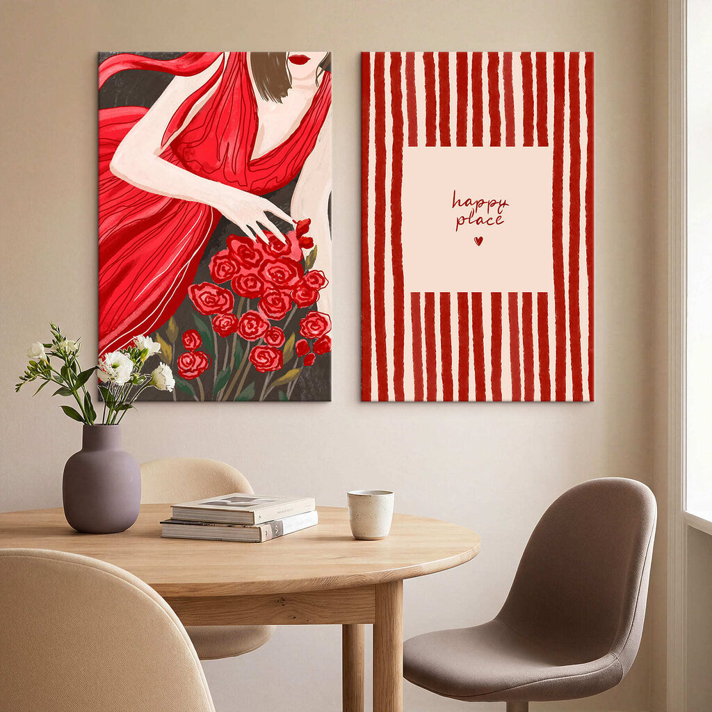 Femme en robe rouge — intérieur 3