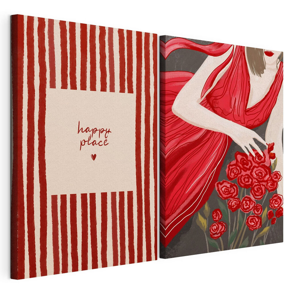 Femme en robe rouge — vue du produit