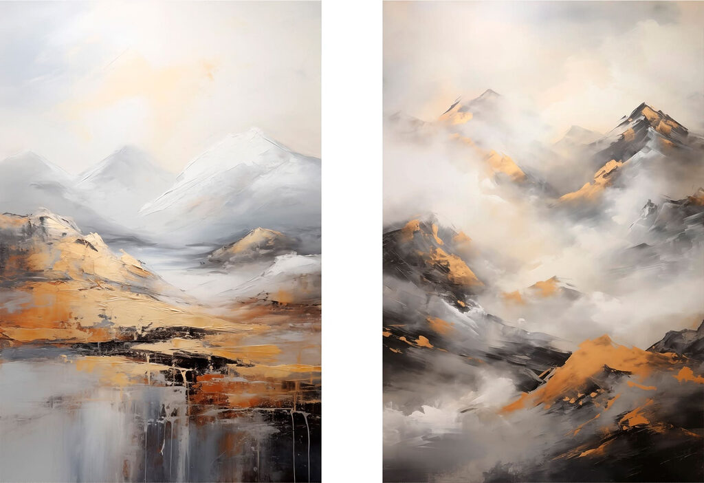 Sommets dans les nuages — motif complet