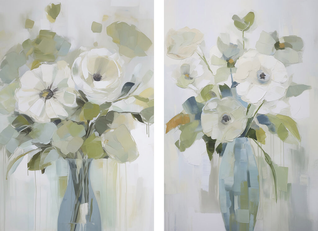 Bouquets aux tons sauge — motif complet
