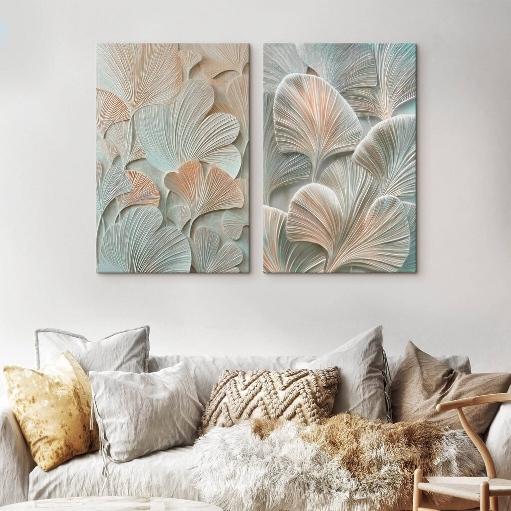 Feuilles comme des éventails dans un intérieur