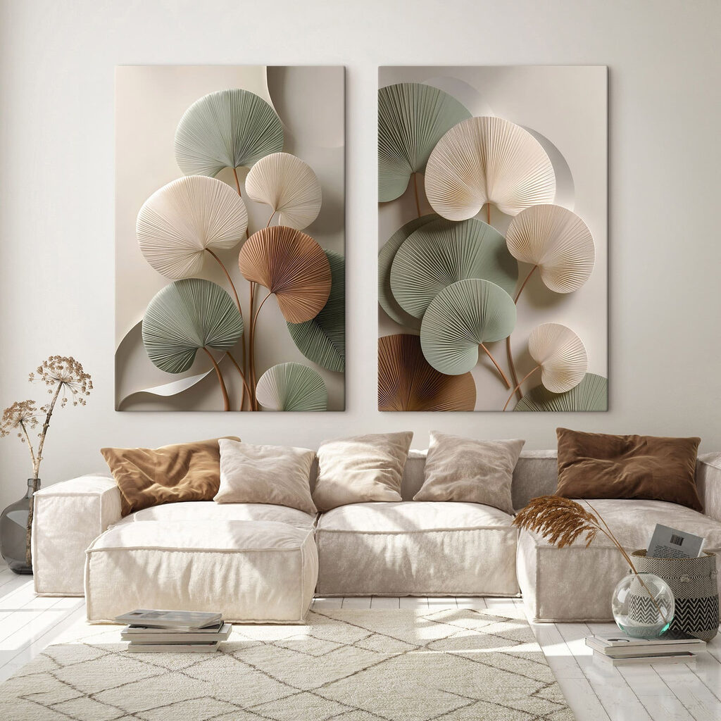 Feuilles plissées dans un intérieur
