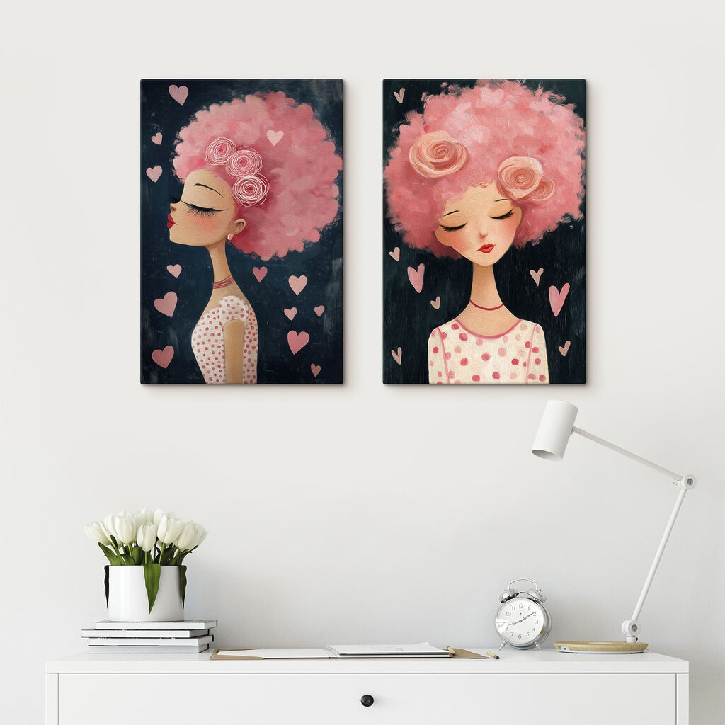 Rêveuse aux cheveux roses — intérieur 1