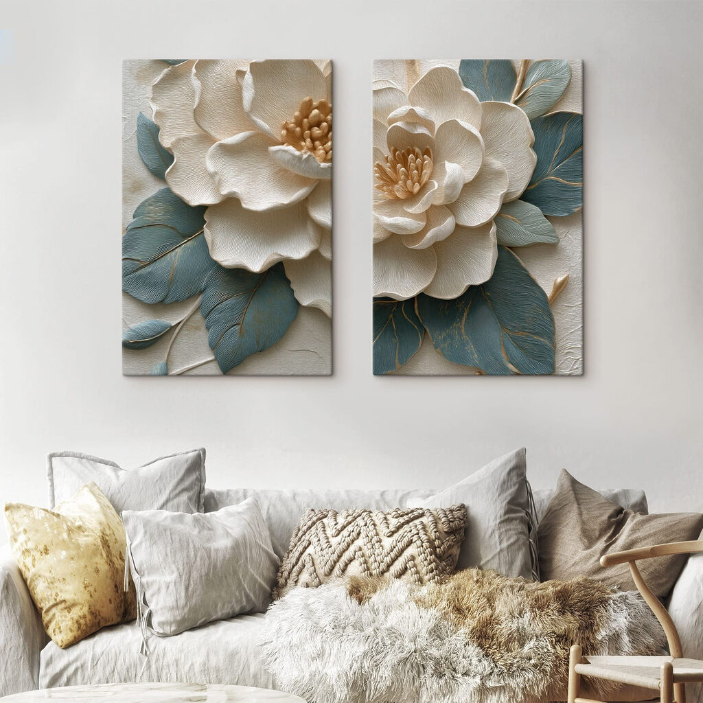 Fleur et feuilles sculptées — intérieur 2