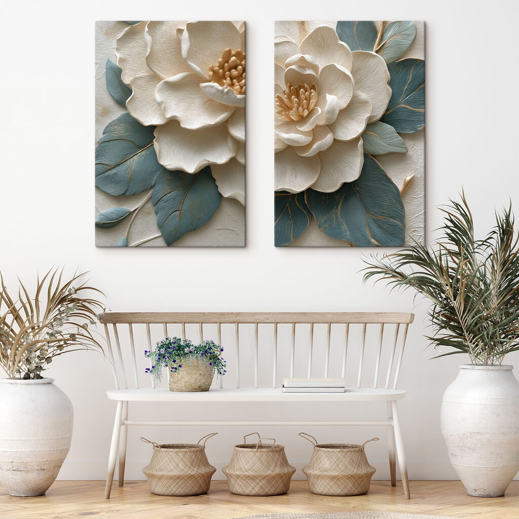 Fleur et feuilles sculptées — intérieur 1