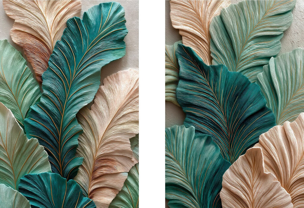 Feuillage vert et beige — motif complet