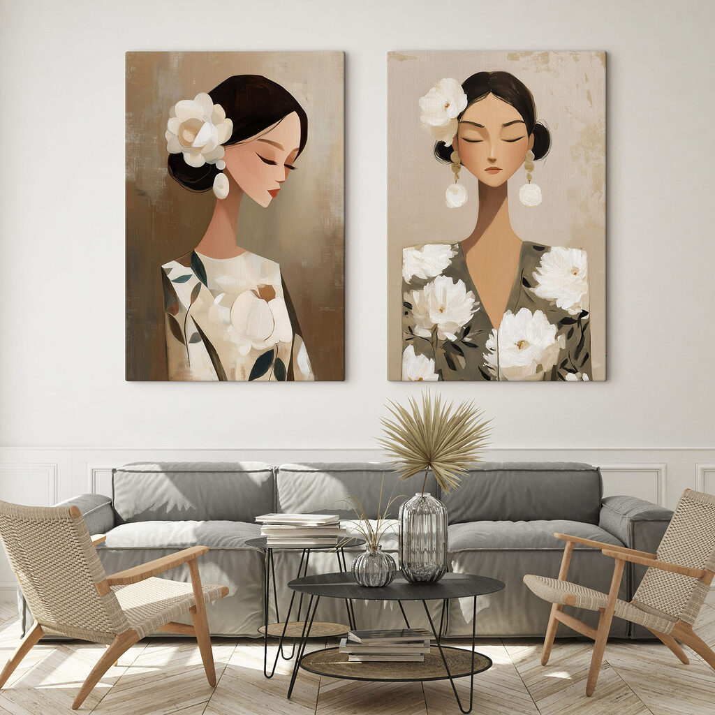 Fleur dans les cheveux dans un intérieur