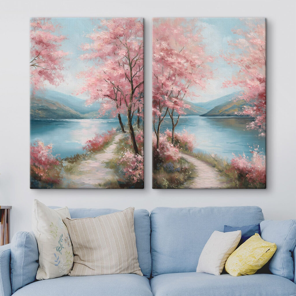 Sentier fleuri du lac dans un intérieur