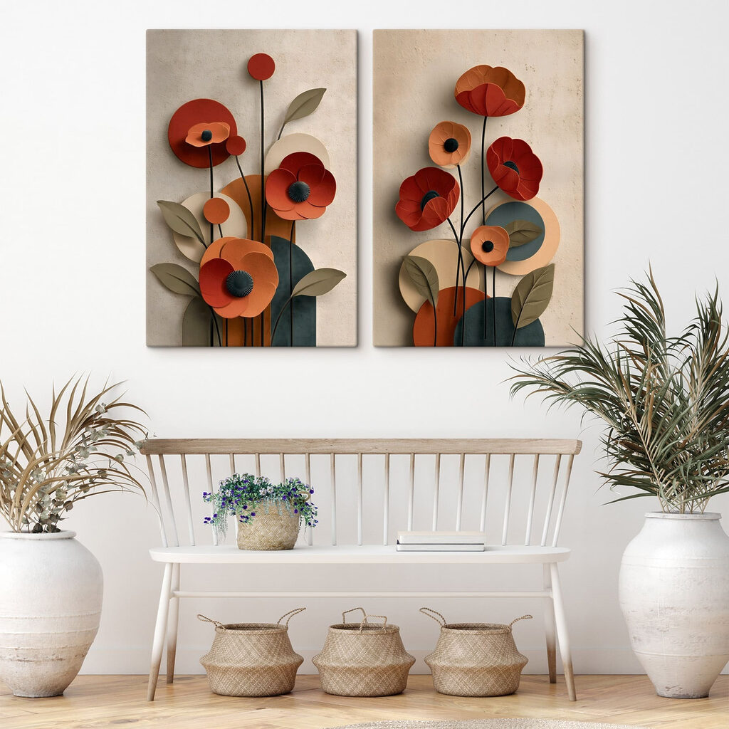 Coquelicots aux formes ludiques dans un intérieur