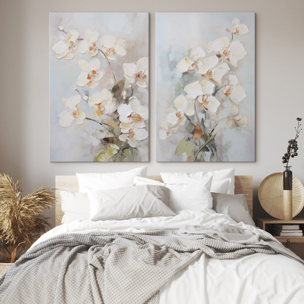 Orchidées sur fond gris — intérieur 1