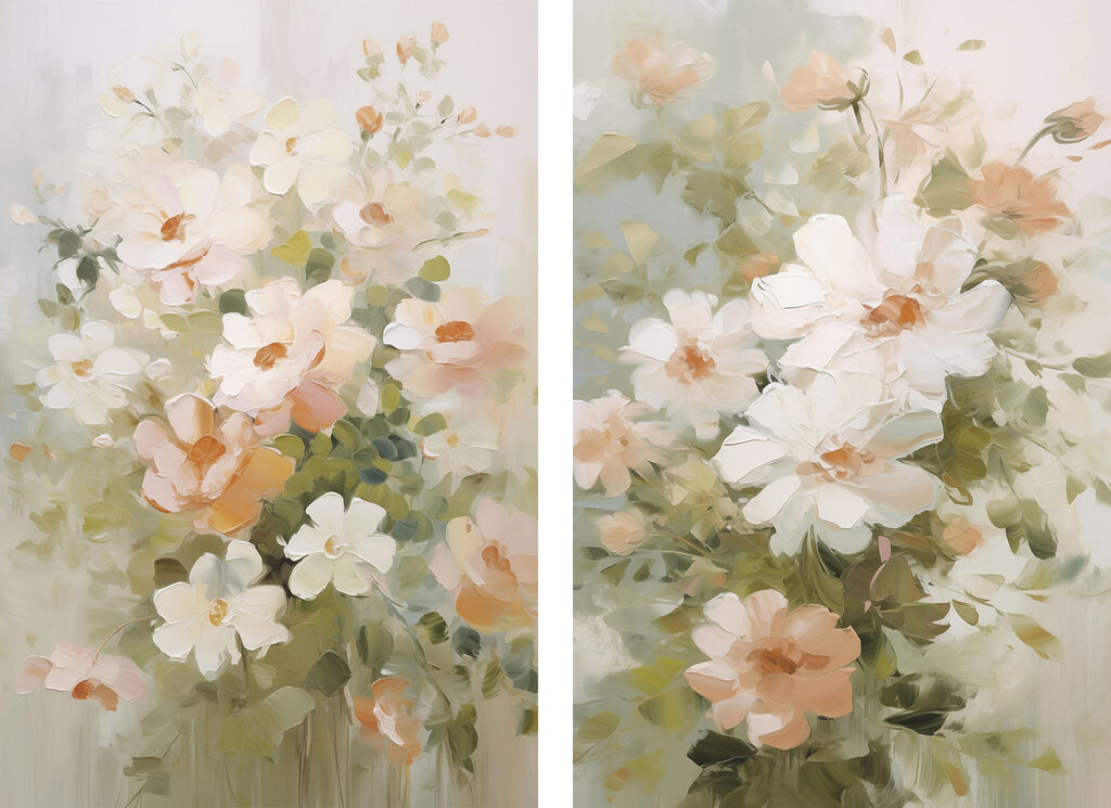 Fleurs et feuillage tendre — motif complet