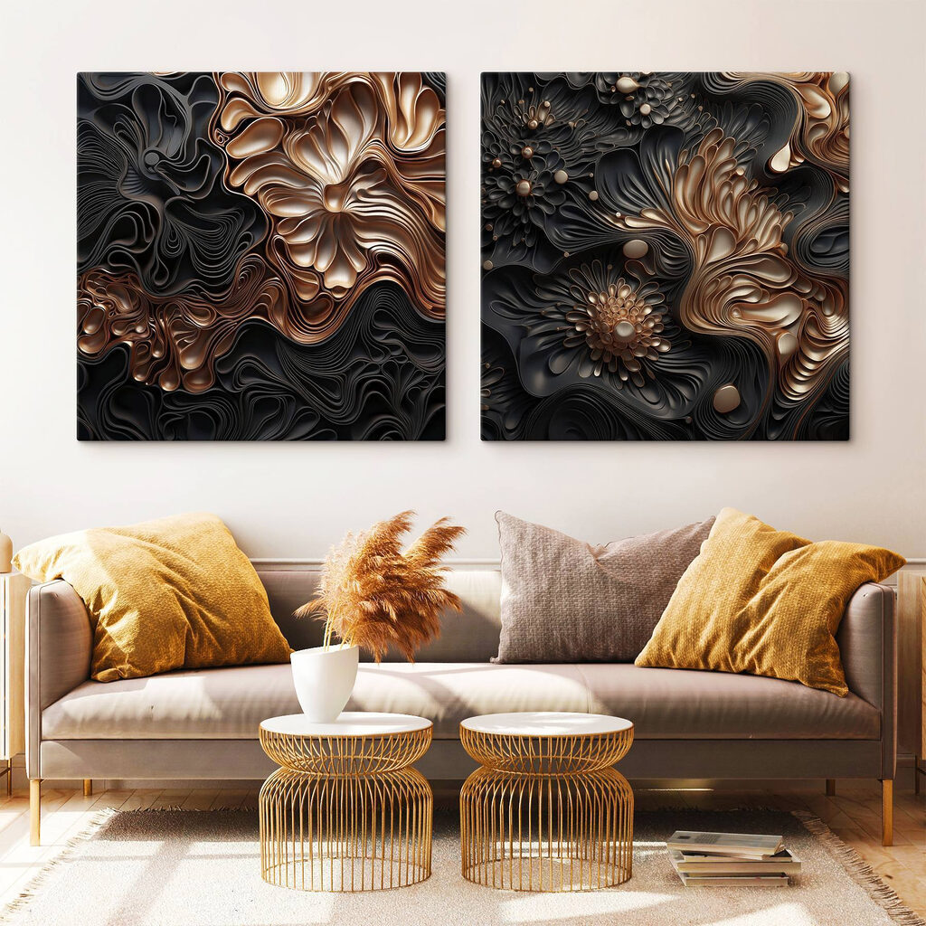 Fleurs bronze sur noir — intérieur 2