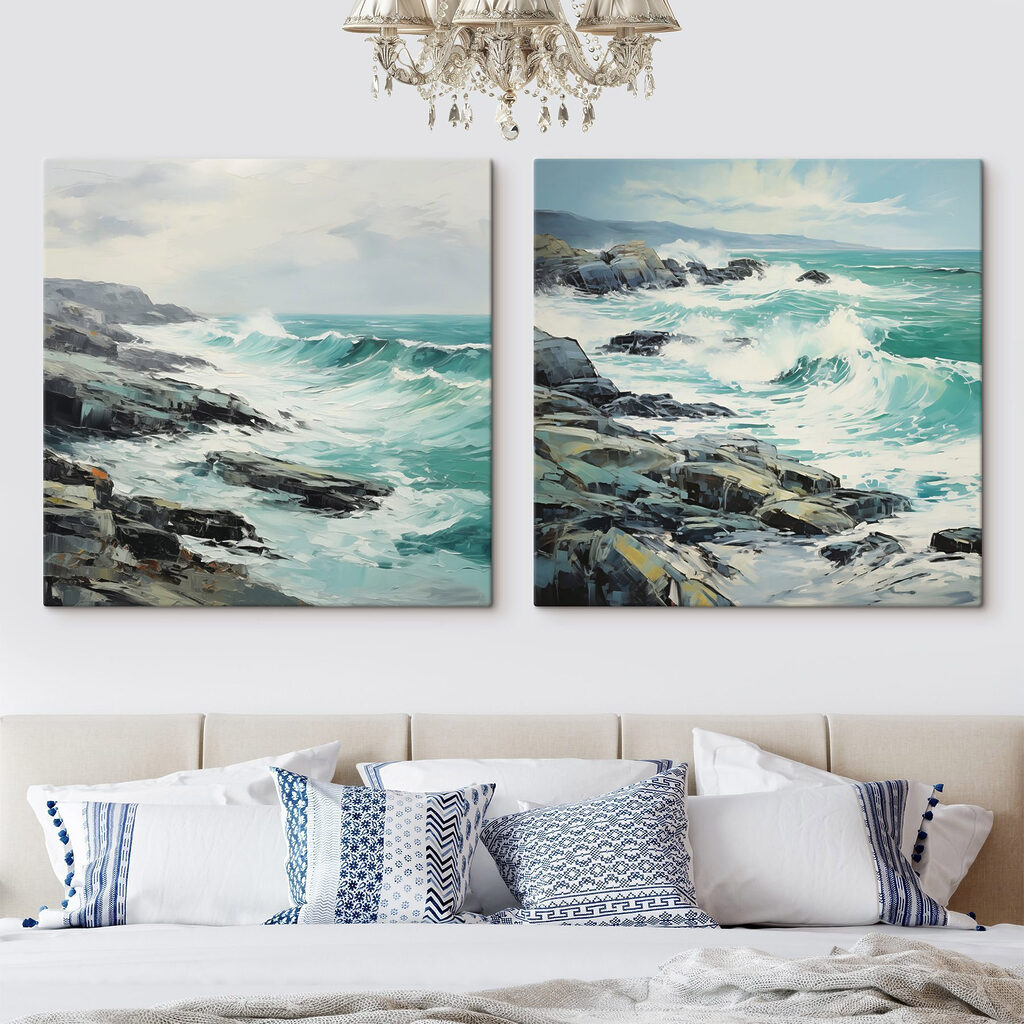 Vagues sur les rochers — intérieur 1