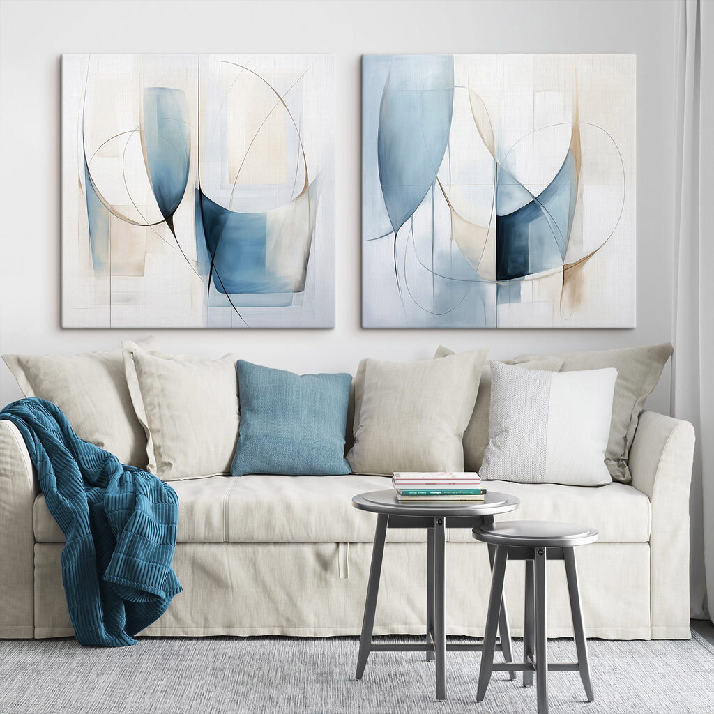 Couches aériennes en bleu dans un intérieur