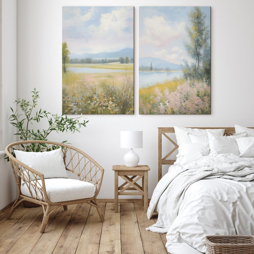 Prairie fleurie et rivière — intérieur 1