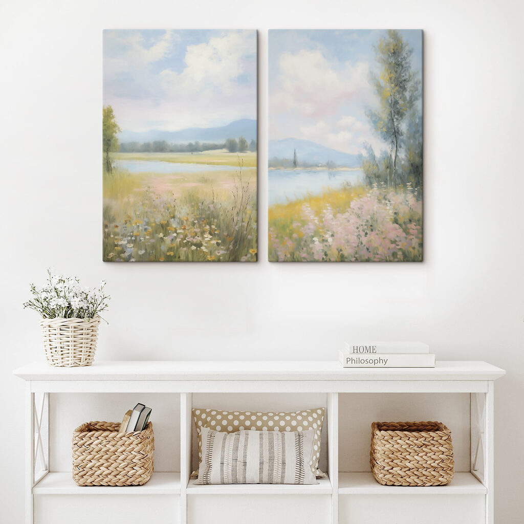 Prairie fleurie et rivière — intérieur 2