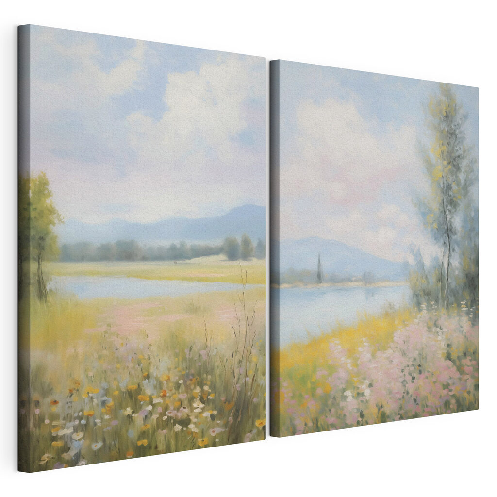 Prairie fleurie et rivière — vue du produit