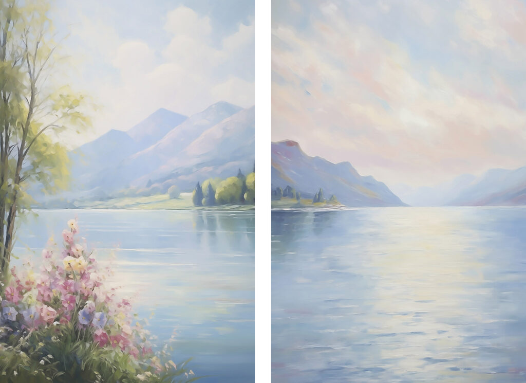 Lac de montagne pastel — motif complet
