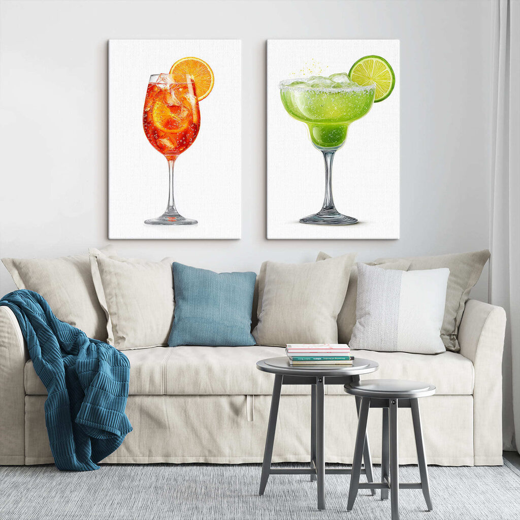 Cocktails d’été à l’aquarelle dans un intérieur